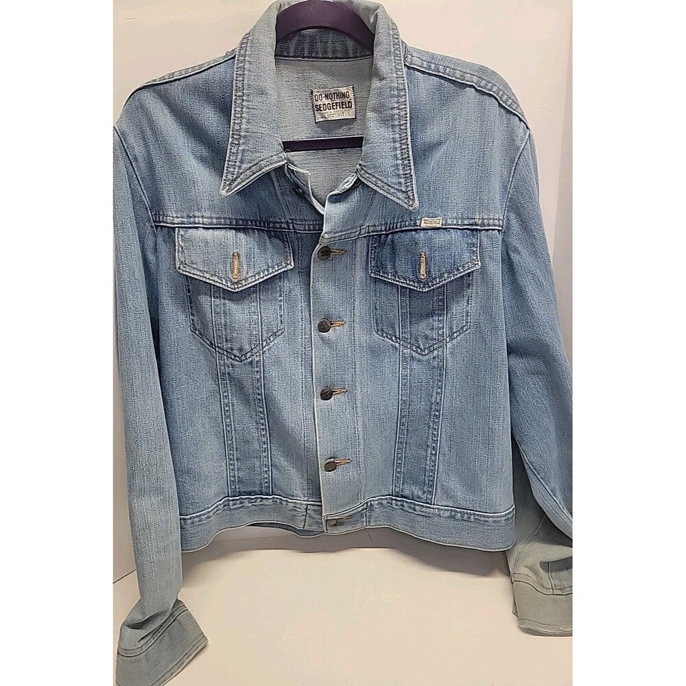 Vintage Sedgefield Do-Nothing Distressed Denim Trucker Blue Jean Jacket‎ L